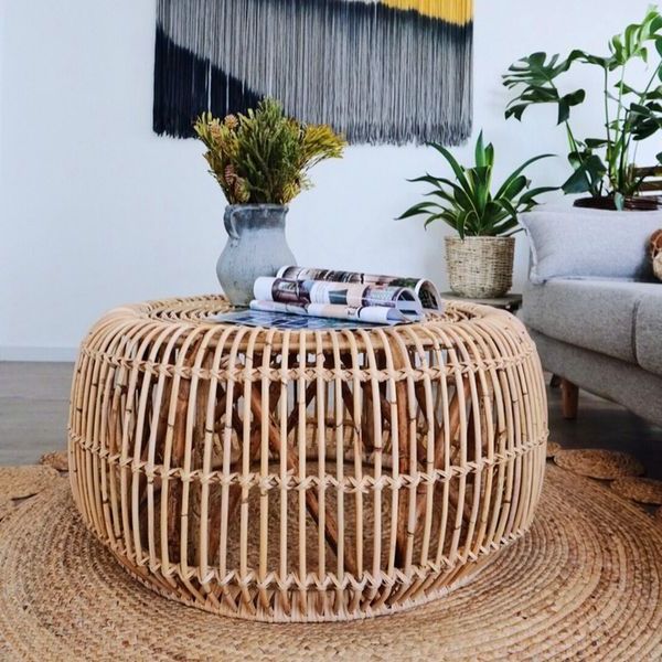 850mm Boho Rattan Coffee Table Cocktail Table In Cottage Design Homary In Popular Rattan Coffee Tables (View 6 of 20)