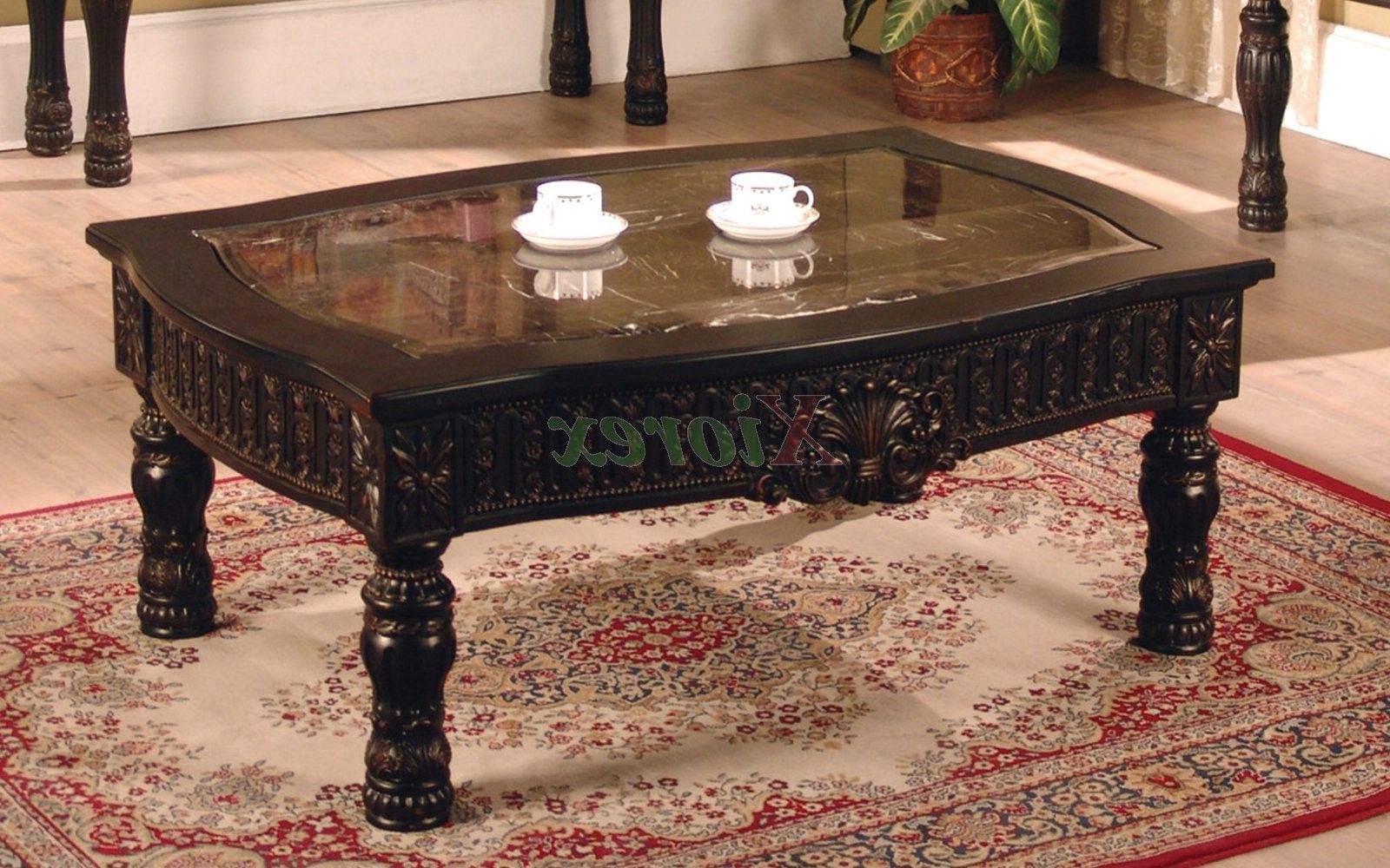 Ajax Rectangle Coffee Table With Faux Marble Top Inlay (View 16 of 20)