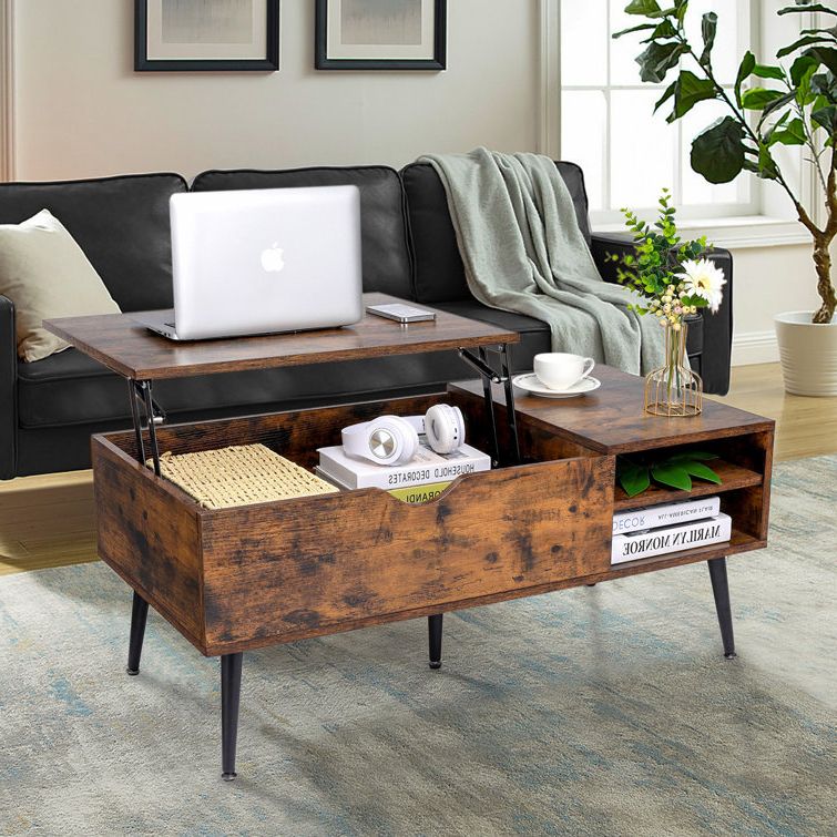 Ancheer Wood Lift Top Coffee Table With Hidden Compartment & Reviews (View 9 of 20)