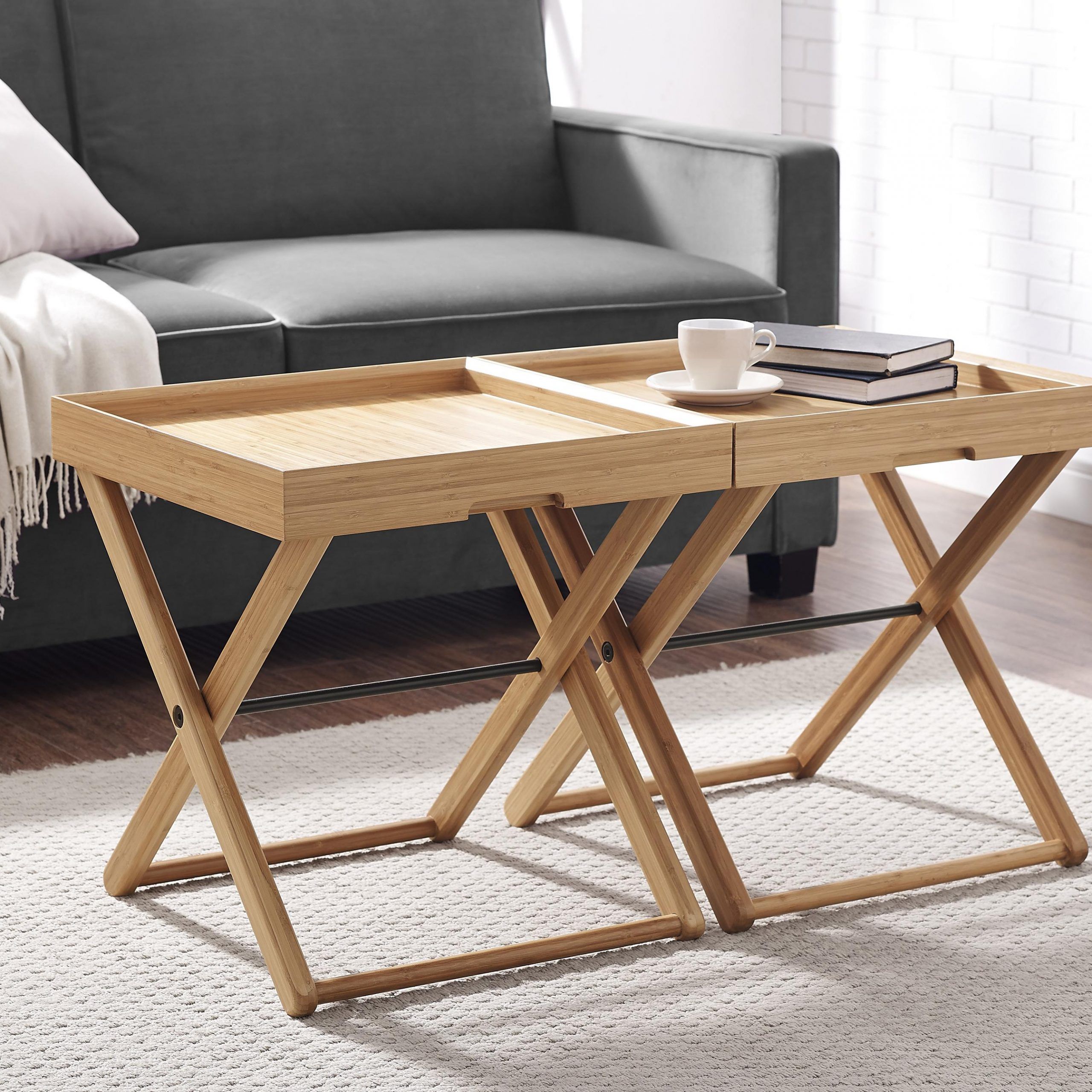 Bamboo Tray Table Caramelized Modern Telinegreenington (gt001ca) Pertaining To 2019 Caramalized Coffee Tables (View 9 of 20)