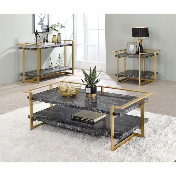 Best And Newest Faux Marble Gold Coffee Tables Within Furniture Of America Muscher 50 .5 In (View 15 of 20)