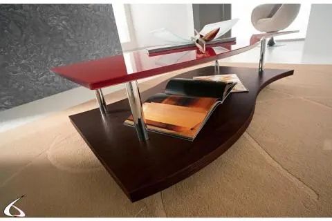 Best And Newest Glass Topped Coffee Tables Pertaining To Lemma Coffee Table On Wheels With Shaped Glass Top (View 15 of 20)