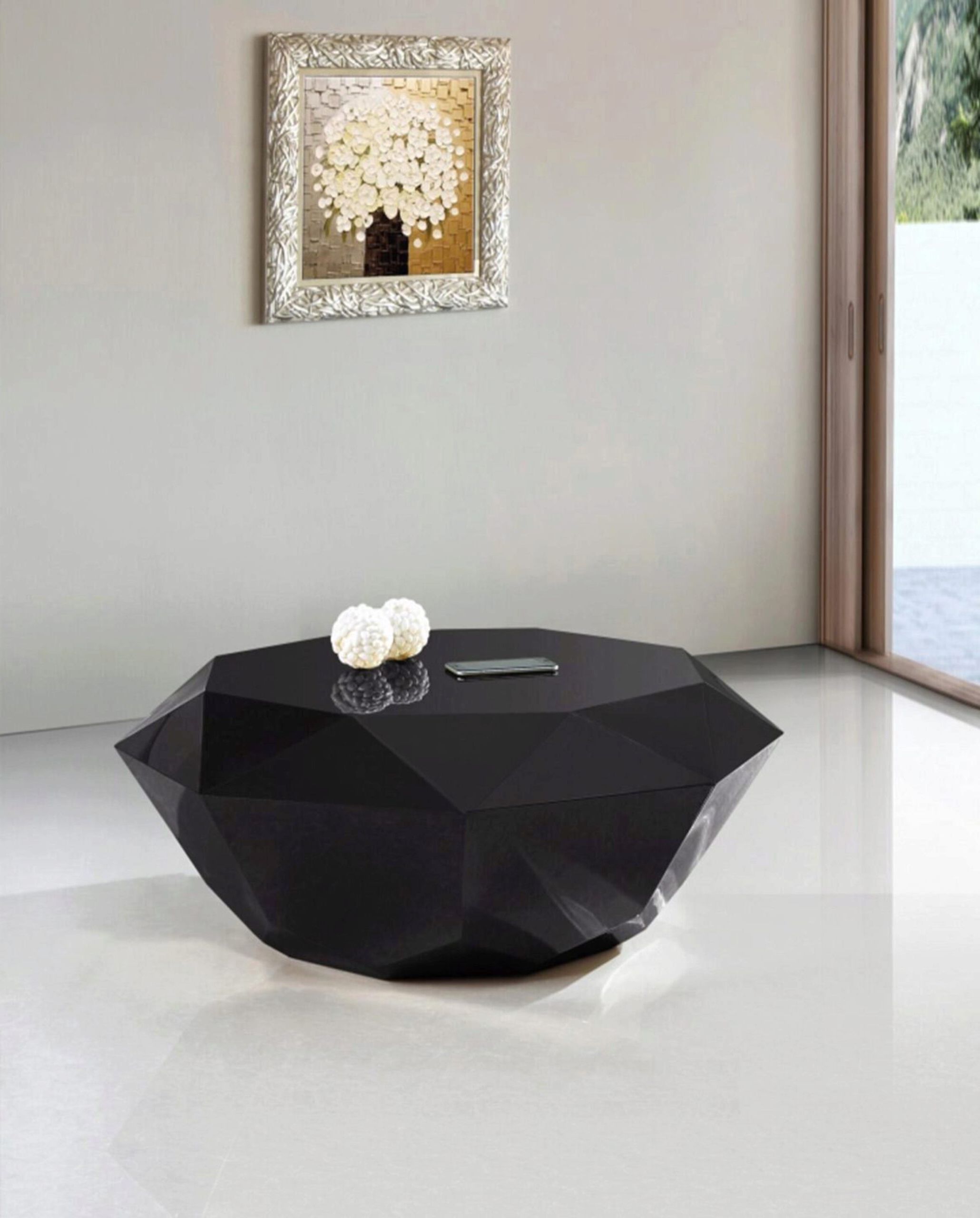 Black Diamond Shape Coffee Table Gemma 222black C Meridian Modern  Contemporary (222black C) With Regard To 2019 Diamond Shape Coffee Tables (View 9 of 20)
