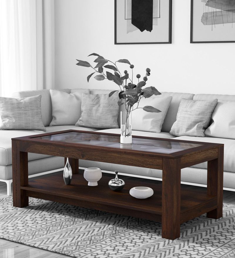 Buy Mckaine Solid Wood Coffee Table With Glass Top In Provincial Teak  Finishwoodsworth Online – Contemporary Rectangular Coffee Tables –  Tables – Furniture – Pepperfry Product With Regard To Preferred Solid Teak Wood Coffee Tables (View 6 of 20)
