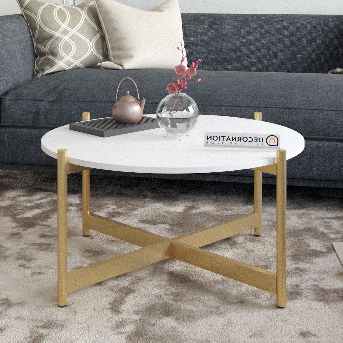 Cherrie Round Metal Leg Coffee Table – Decornation Intended For Preferred Iron Legs Coffee Tables (View 8 of 20)