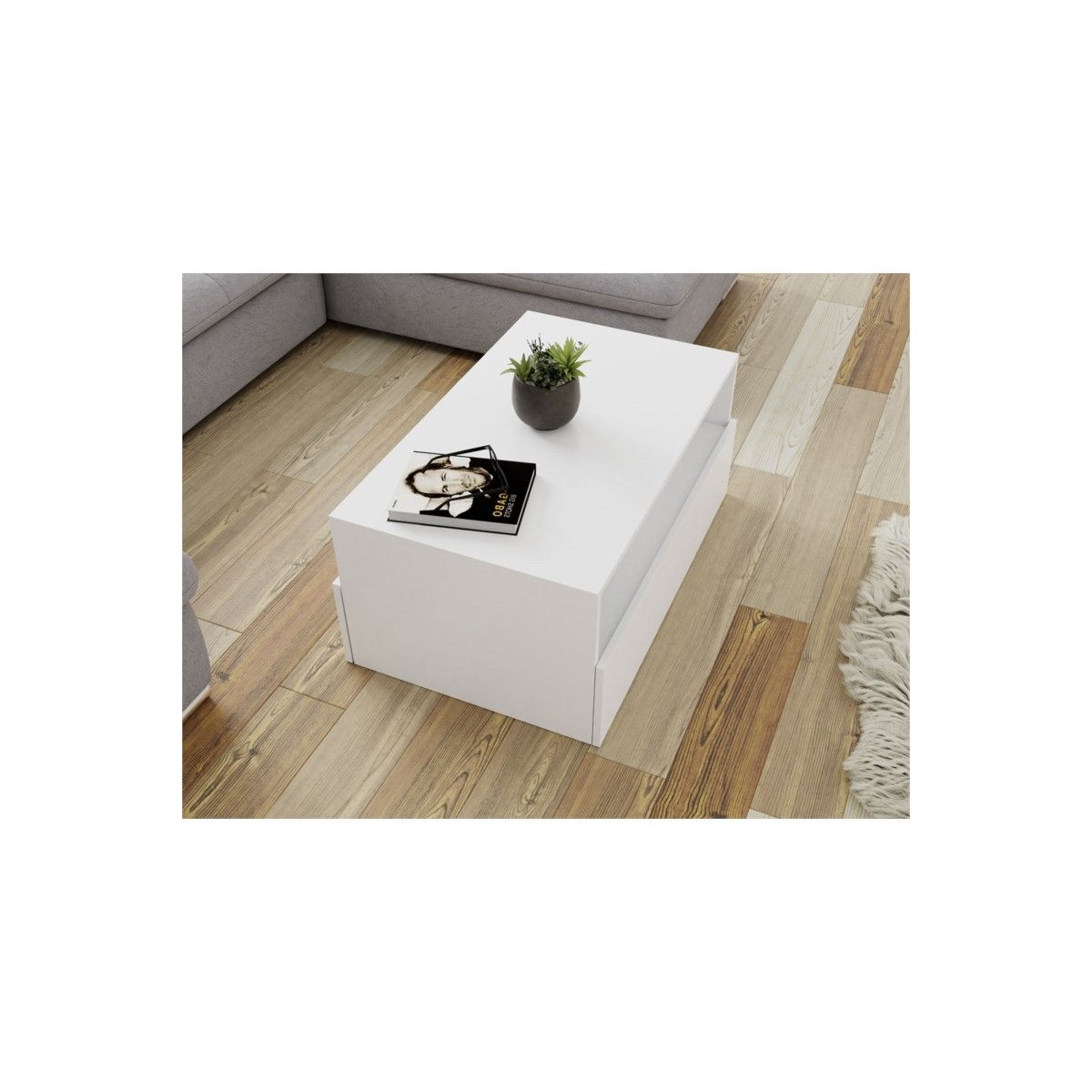 Coffee Table 2 Drawers 90 Cm Drek (white) – Amp Story 8929 Inside Newest 2 Drawer Coffee Tables (View 6 of 20)