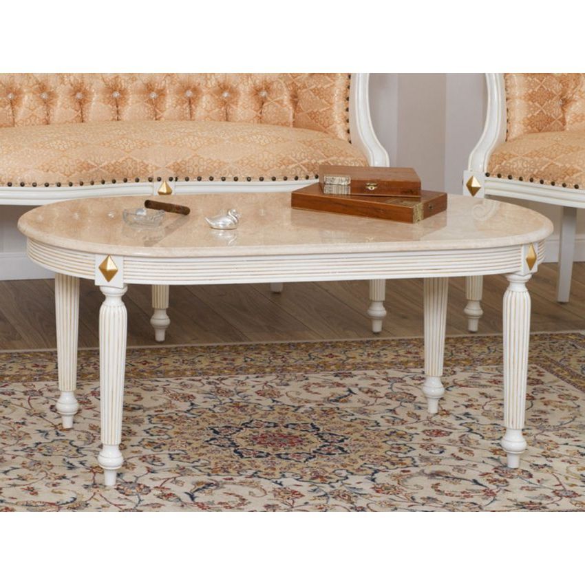 Coffee Table Isabelle Decape Baroque Style Ivory And Gold Leaf Marble Cream Pertaining To Most Recently Released Wooden Hand Carved Coffee Tables (View 14 of 20)