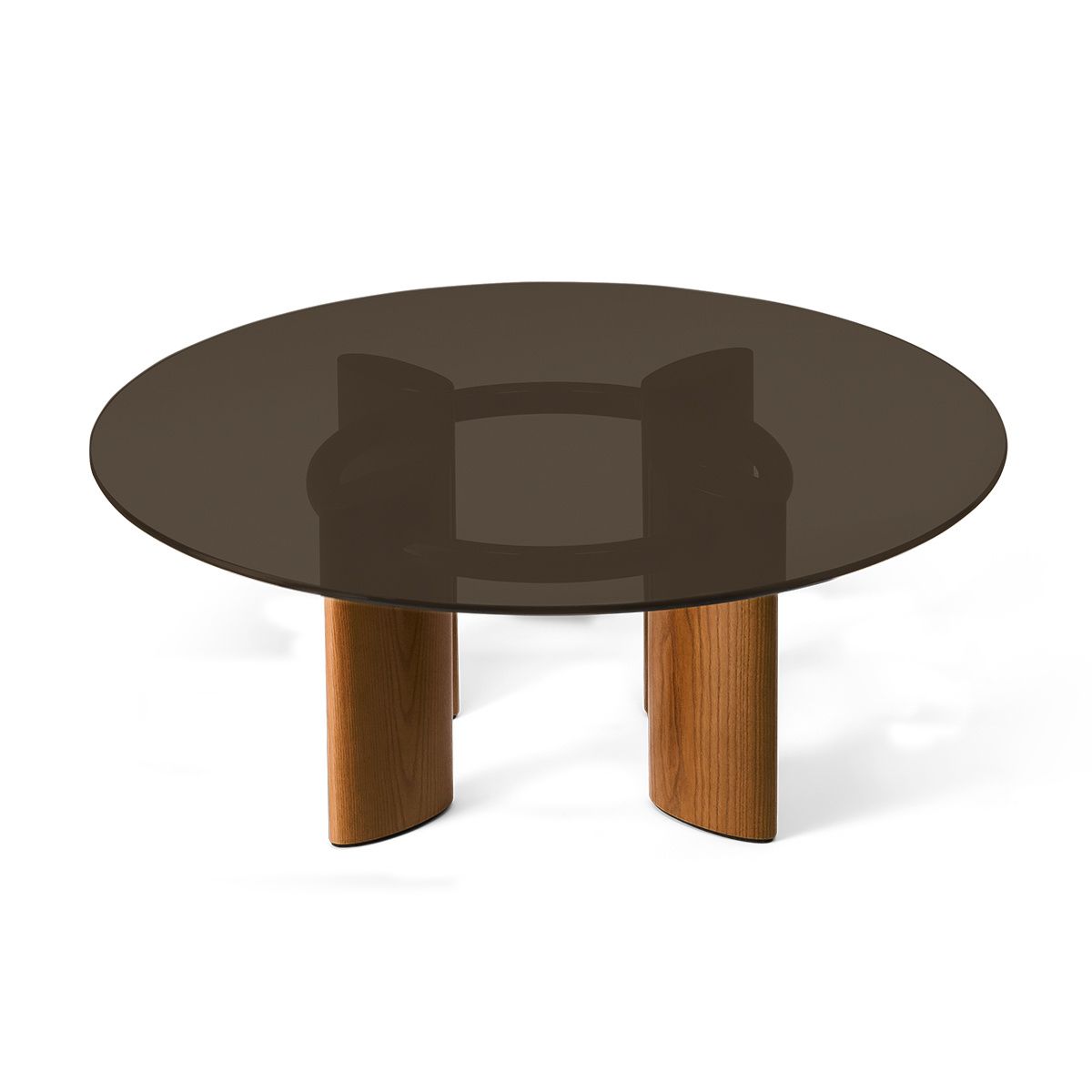Coffee Table, Smoked Glass Top And Iroko Legs – Carlotta – The Socialite  Family Inside Fashionable Glass Tabletop Coffee Tables (View 1 of 20)