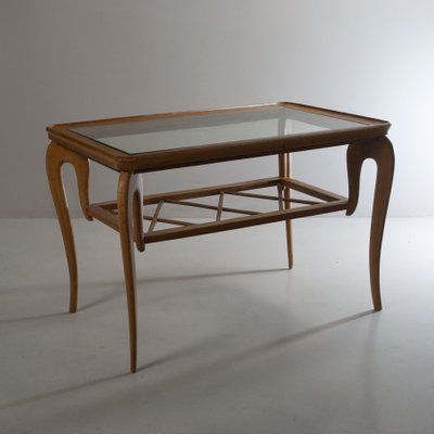 Coffee Table With Glass Top And Woven Woodpaolo Buffa, 1940s (View 9 of 20)