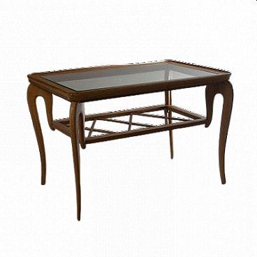 Coffee Table With Glass Top And Woven Woodpaolo Buffa, 1940s (View 13 of 20)