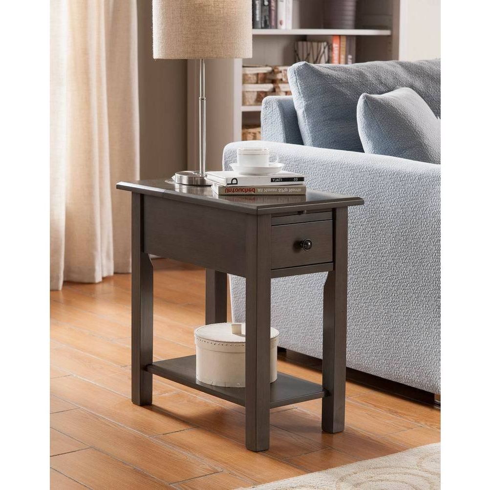 Copper Grove Ballingall Sutton Brushed Grey Wood/ Mdf Side Table With Charging  Station – On Sale – Overstock – 20931438 For Most Recent Coffee Tables With Charging Station (Gallery 20 of 20)