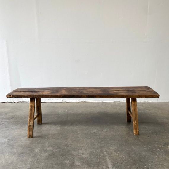 Current Old Elm Coffee Tables Intended For Vintage Elm Wood Coffee Table Or Wide Seat Bench – Etsy (View 8 of 20)