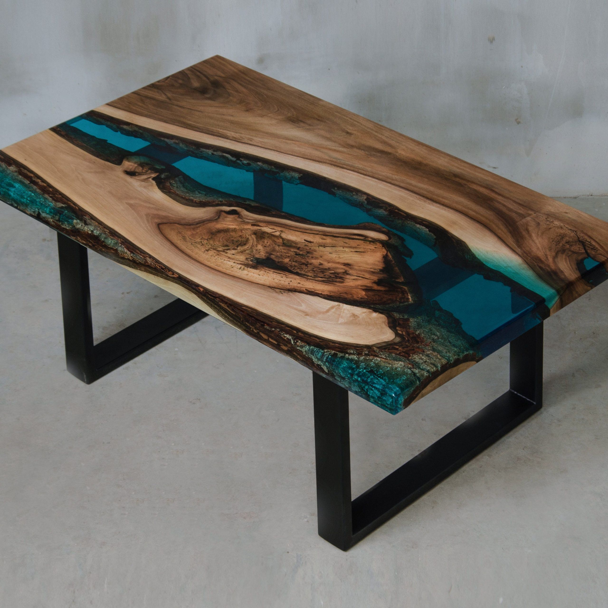 Custom Live Edge Coffee Table Made With Walnut Blue Uv Resin – Etsy With Regard To Most Recent Resin Coffee Tables (View 15 of 20)