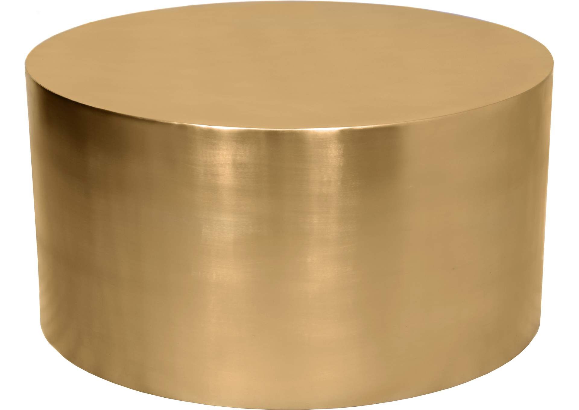 Cylinder Brushed Gold Coffee Table Best Buy Furniture And Mattress Regarding Latest Satin Gold Coffee Tables (View 15 of 20)