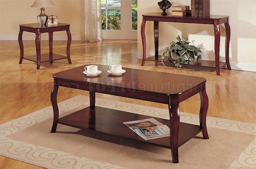 Dark Cherry Coffee, Console & End Table Set W/additional Shelves With Popular Dark Cherry Coffee Tables (Gallery 20 of 20)