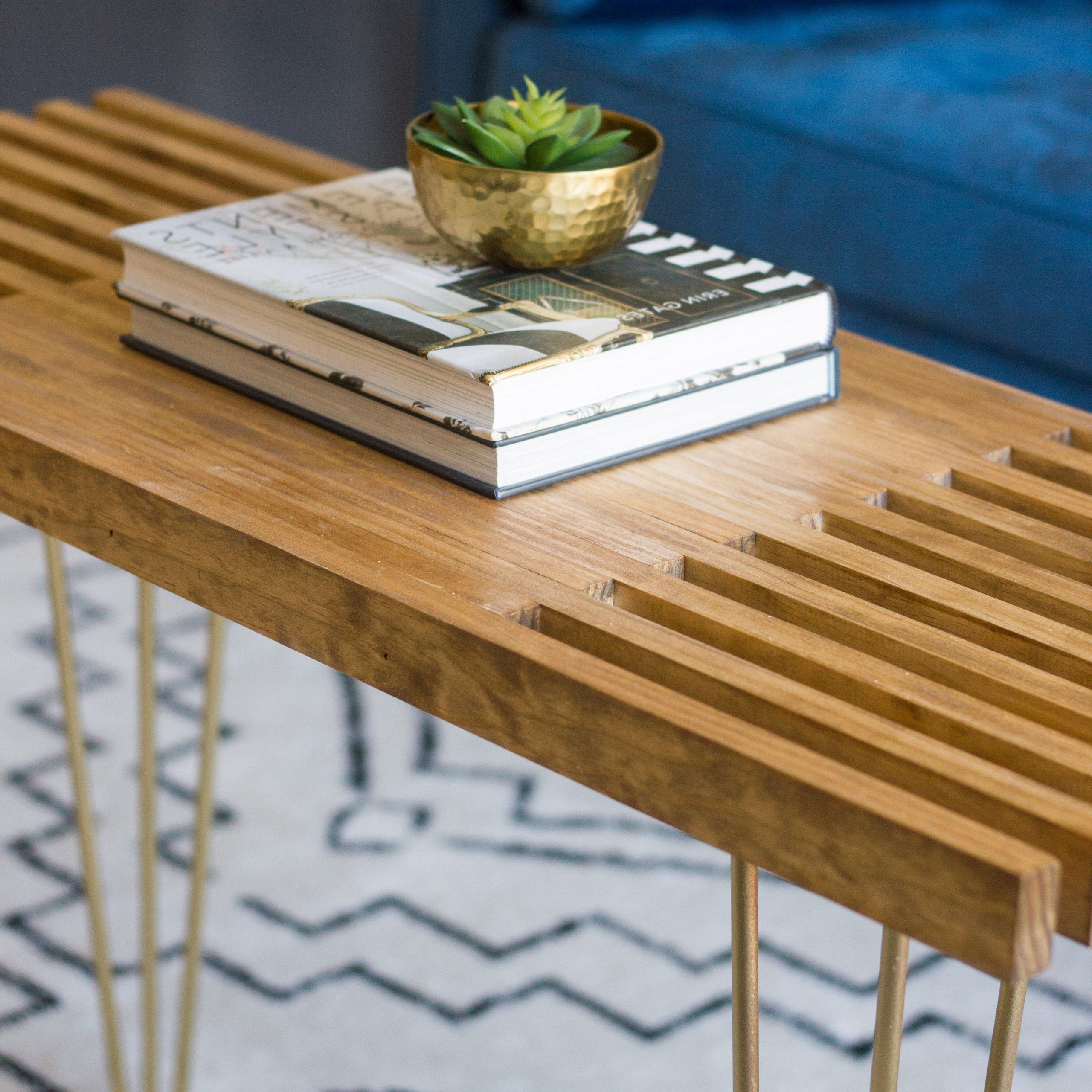 Diy Slatted Coffee Table With Hairpin Legs – Erin Spain Within Most Current Slat Coffee Tables (View 1 of 20)