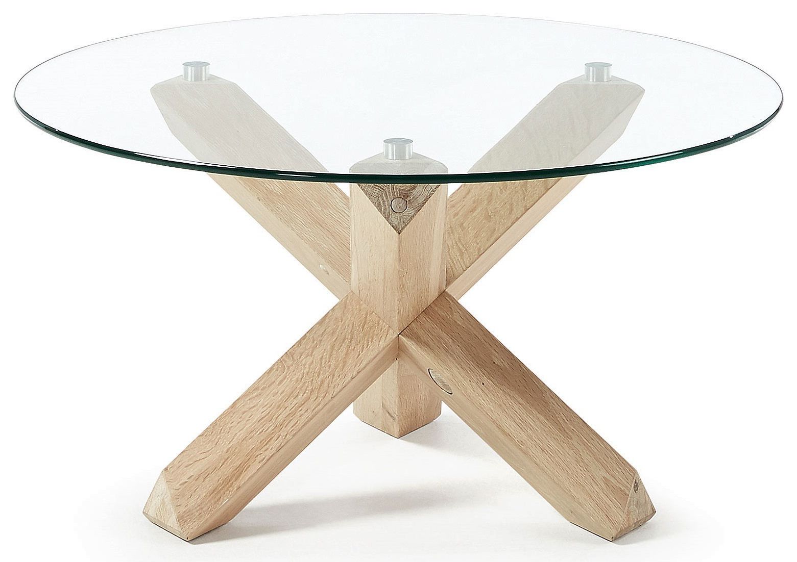 Dominik Diam 65 Coffee Table In Bleached Oak Wood And Tempered Glass Top Intended For Trendy Glass Top Coffee Tables (View 15 of 20)