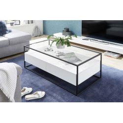 Elio Matte White Coffee Table With Steel Frame – Coffee Tables (4711) –  Sena Home Furniture For Best And Newest Matte Coffee Tables (View 17 of 20)