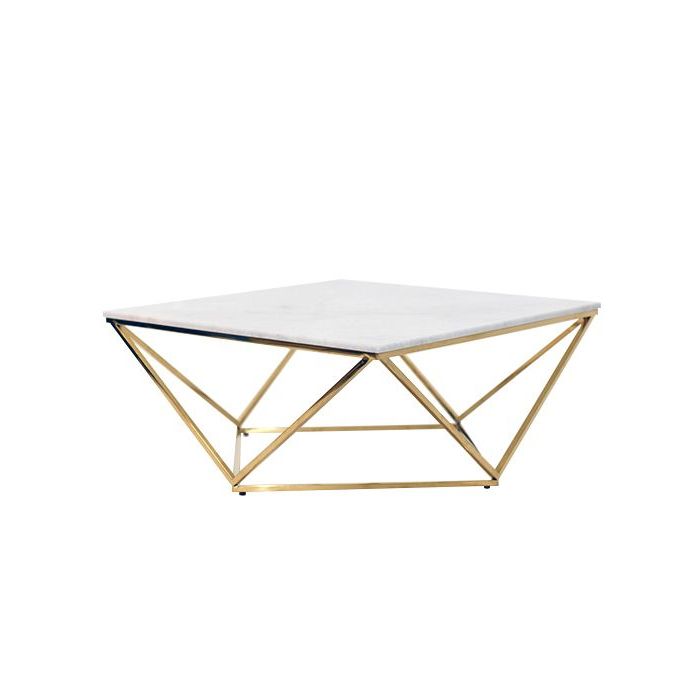 Evolution / Furniture F Ct48 Gd – Diamond Shaped Marble Top Gold Coffee  Table Throughout Best And Newest Diamond Shape Coffee Tables (View 18 of 20)