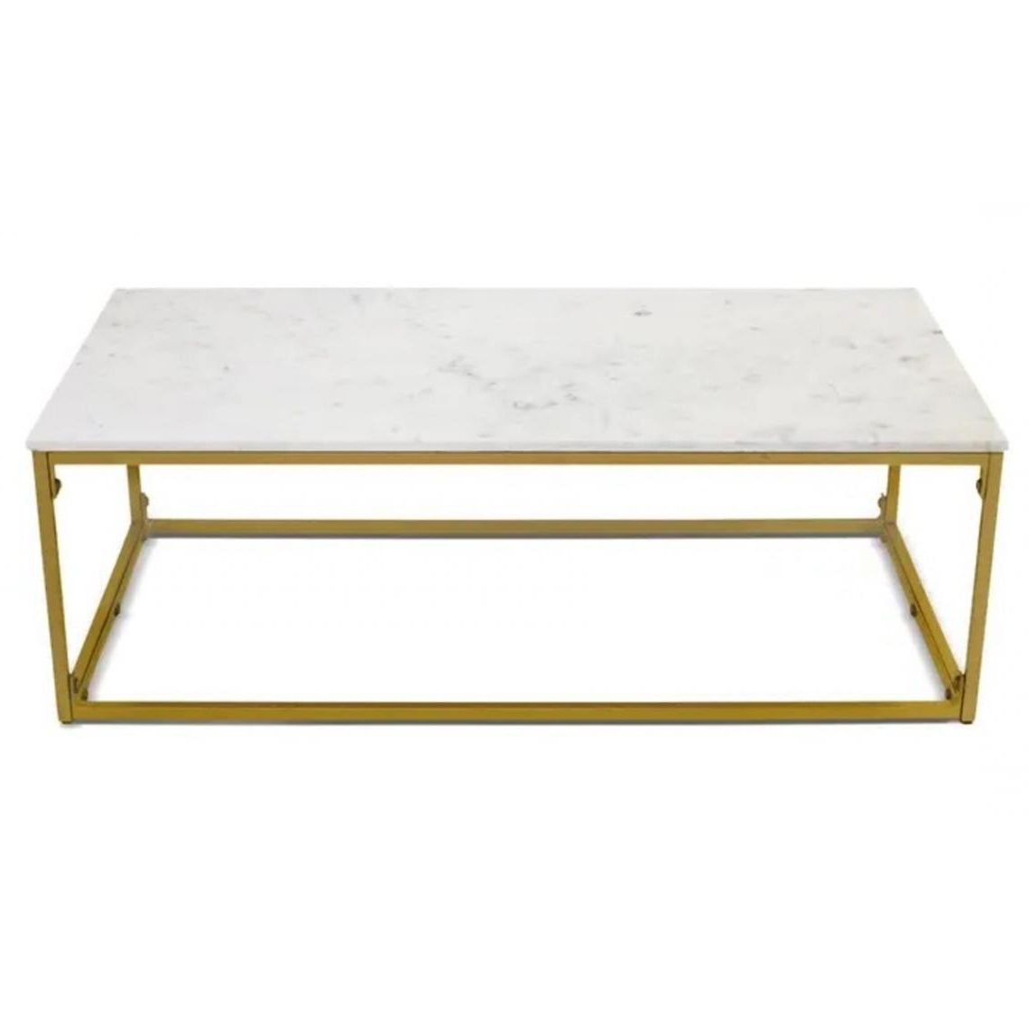 Fashionable Satin Gold Coffee Tables In Table Basse Rectangulaire Kalikor Pierre Effet Marbre Blanc Et Métal Or –  Table Basse Pas Cher (View 12 of 20)