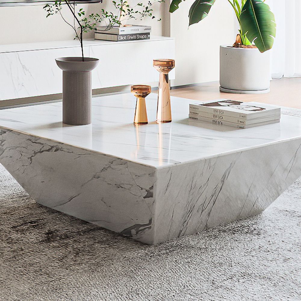 Fashionable White Faux Marble Coffee Tables With Regard To Modern White Faux Marble Coffee Table (View 1 of 20)