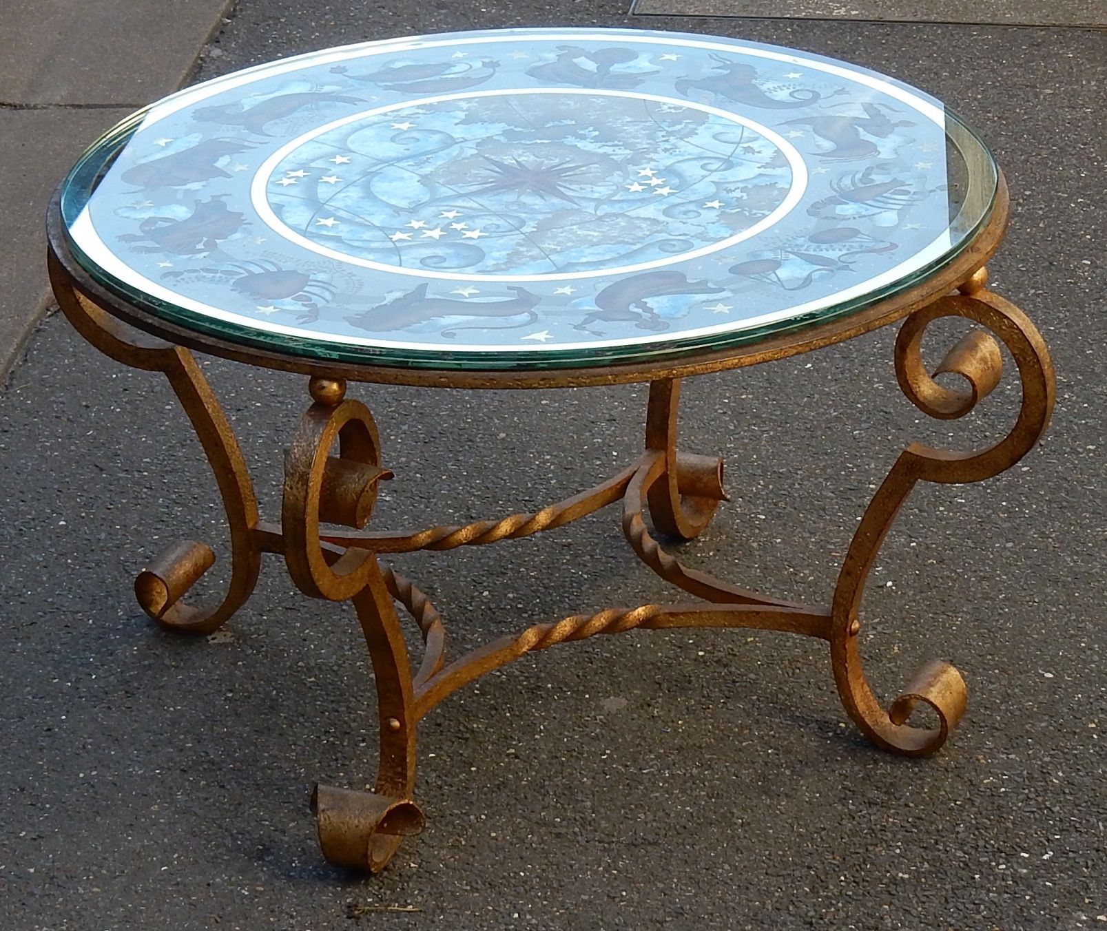 Favorite Deco Stone Coffee Tables Regarding 1940/50 Coffee Table Has Decoration Of Zodiac Style Poillerat And Ingrand  Has Deco Eglomisés (View 9 of 20)