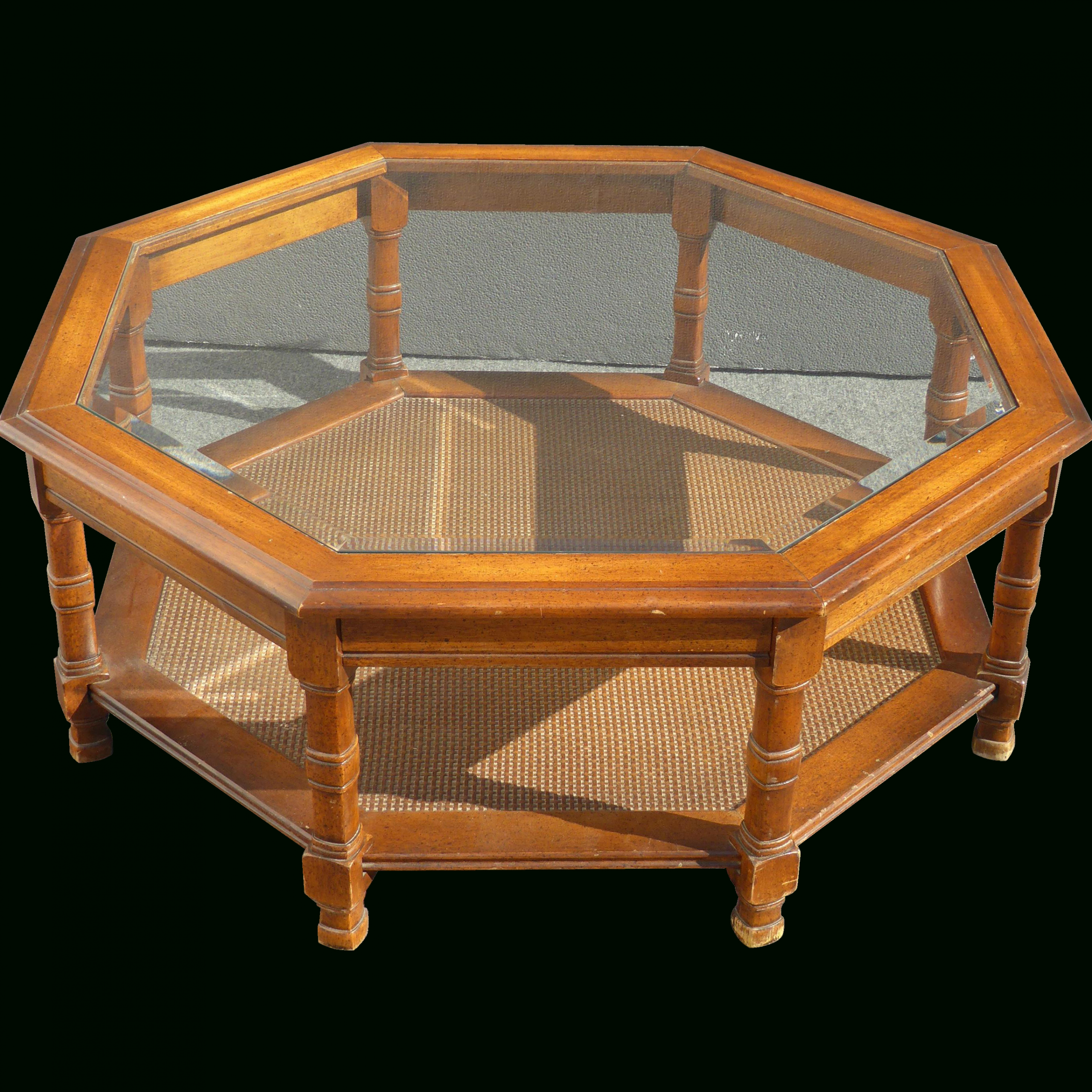 Hexagon Coffee Table, Coffee  Table, Beveled Glass For Newest Octagon Glass Top Coffee Tables (View 2 of 20)