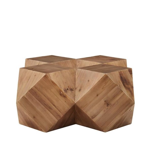 Homesullivan Natural Reclaimed Wood Geometric Coffee Table 40e009 30nt –  The Home Depot Throughout Newest Geometric Block Solid Coffee Tables (View 13 of 20)
