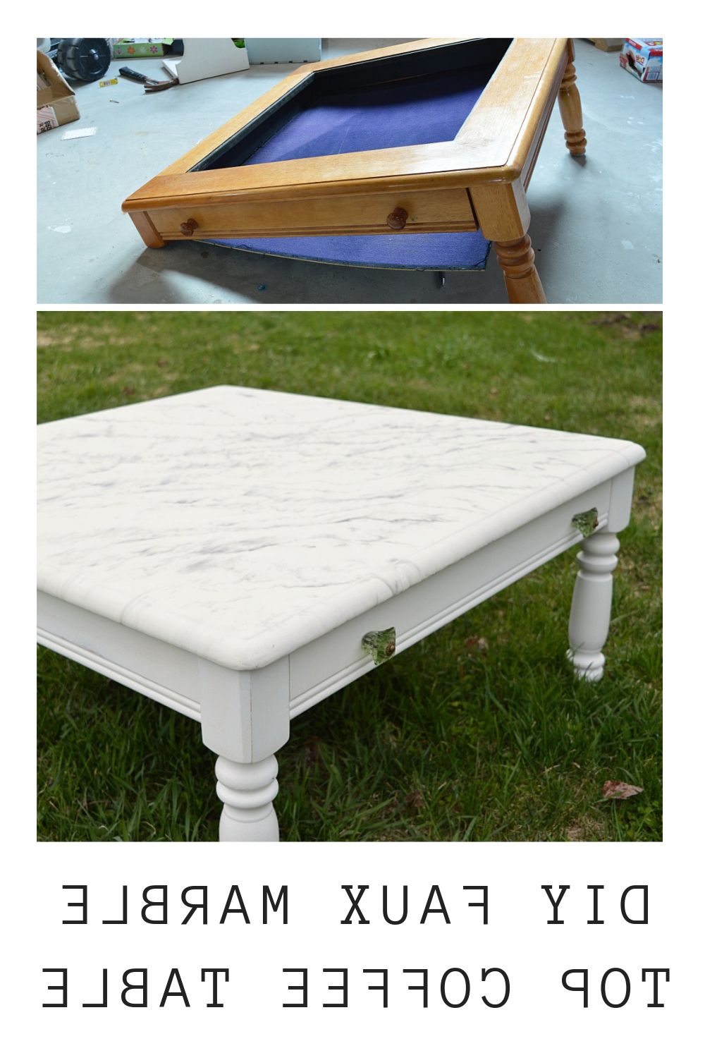 How To Make A Faux Marble Top Coffee Table – The Vanderveen House Regarding Well Known Faux Marble Top Coffee Tables (View 14 of 20)