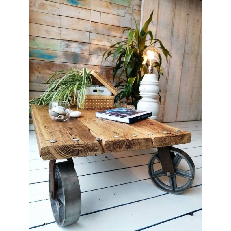 Industrial Coffee Table Big Wheels For 2020 Plank Coffee Tables (Gallery 19 of 20)