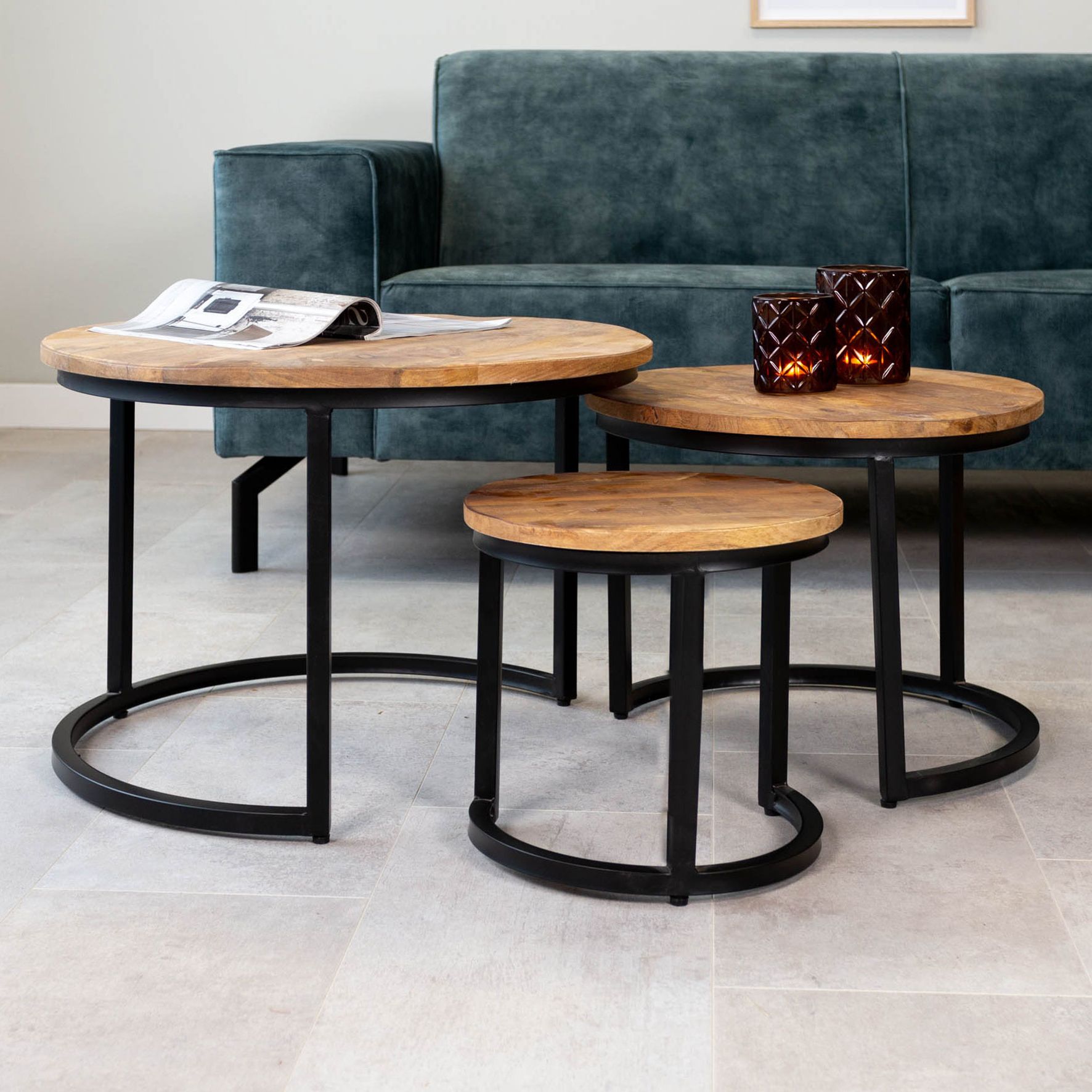 Industrial Coffee Table Oxford (set Of 3) – Furnwise Intended For Widely Used Round Industrial Coffee Tables (View 8 of 20)