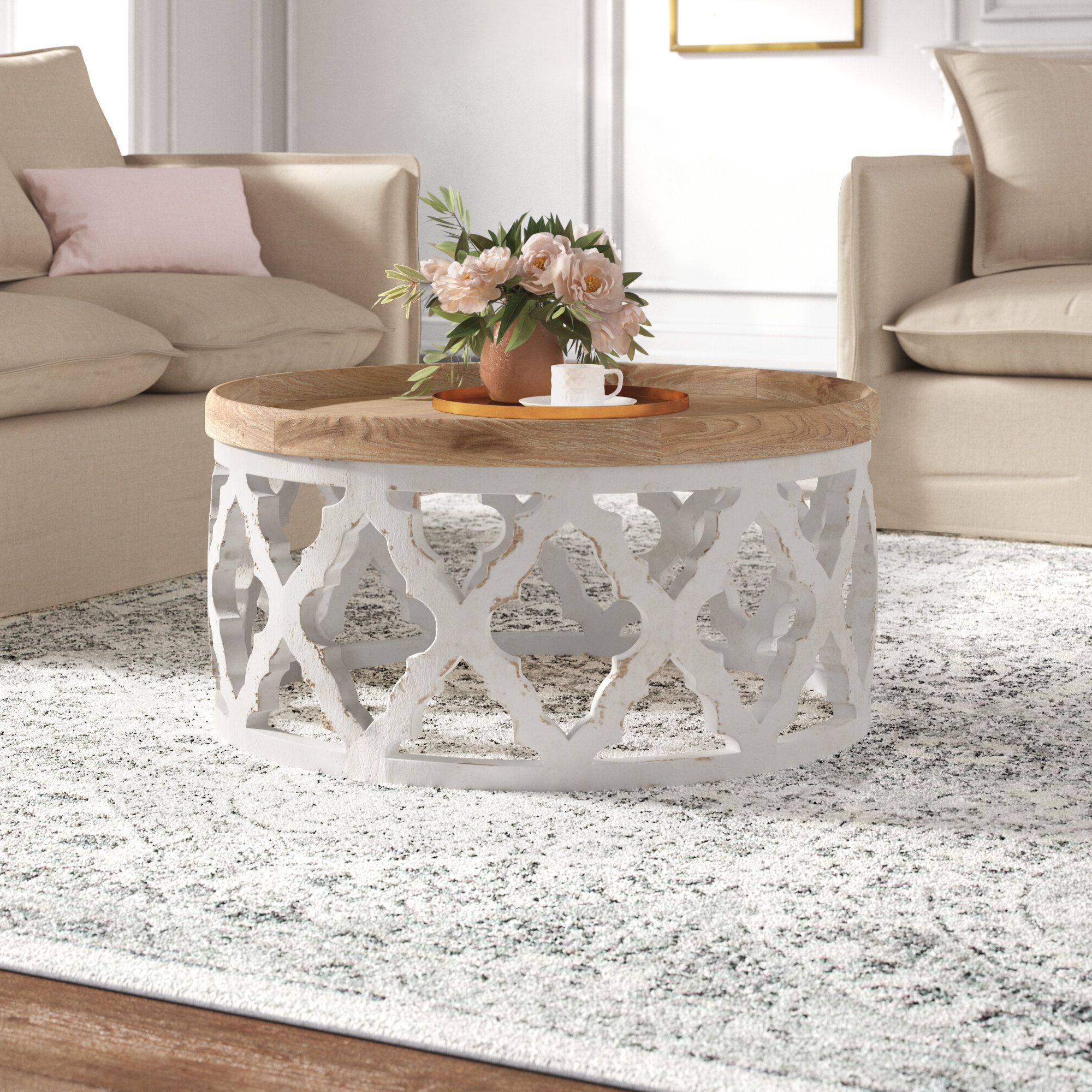 Kelly Clarkson Home Davina Drum Coffee Table & Reviews – Wayfair Canada Inside Widely Used Drum Shaped Coffee Tables (View 12 of 20)