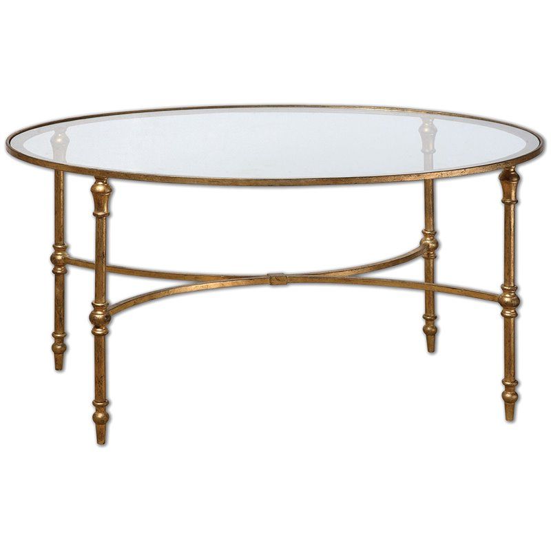 Latest Glass Oval Coffee Tables Throughout Uttermost Vitya Glass Oval Coffee Table In Gold Leafed (View 11 of 20)