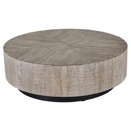Latest Modern Round Coffee Tables In Carelton Industrial Modern Rustic Charcoal Oak Black Base Round Round  Coffee Table (View 18 of 20)