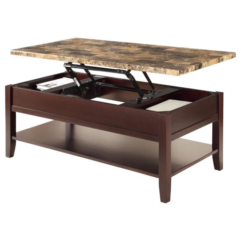 Lexicon Orton Faux Marble Lift Top Coffee Table In Dark Cherry (View 4 of 20)