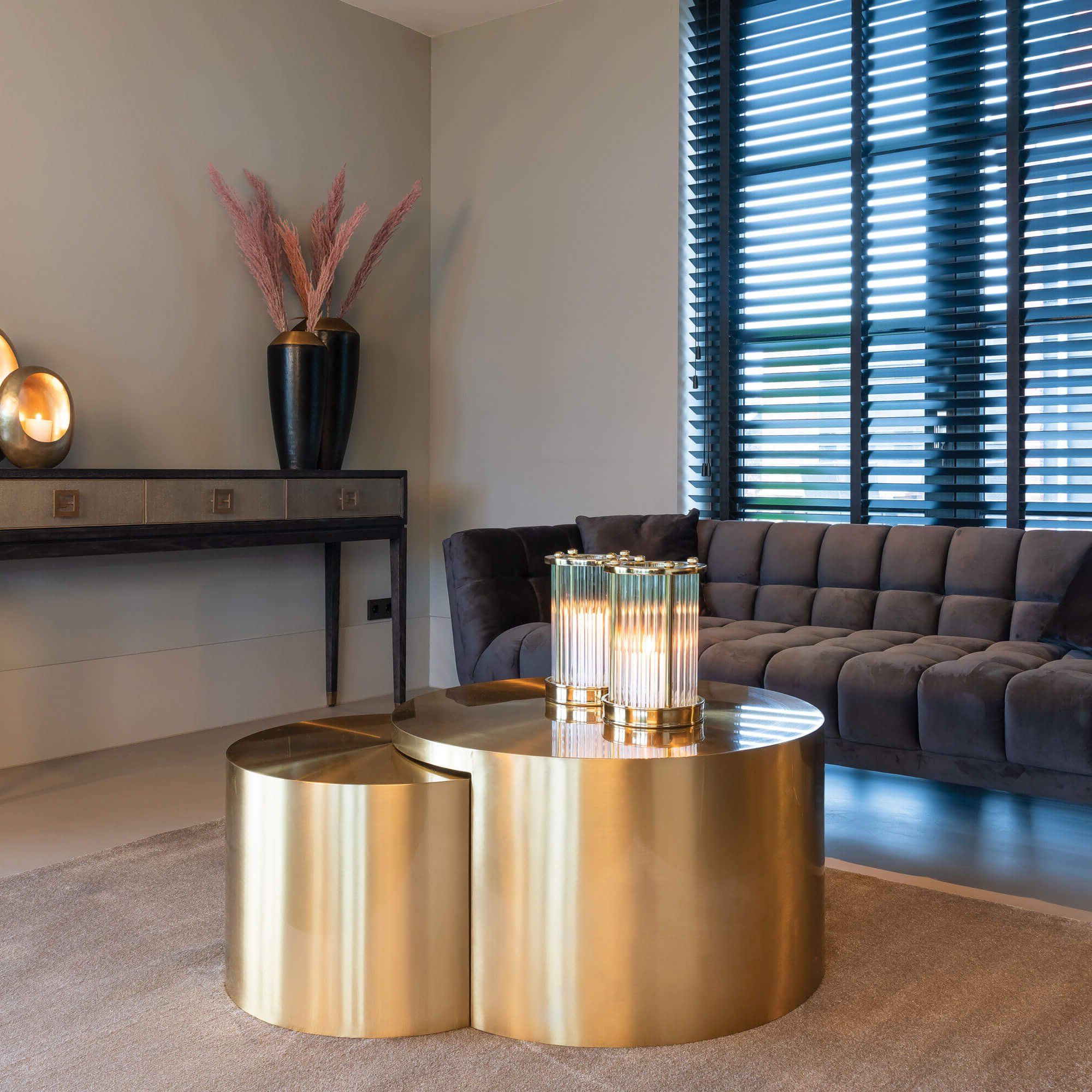 Maxwell Brushed Gold Set Of 2 Coffee Tables With Latest Satin Gold Coffee Tables (View 9 of 20)