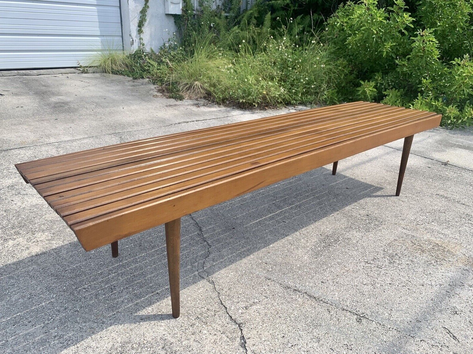 Mid Century Modern Wood Slat Bench Coffee Table (View 14 of 20)
