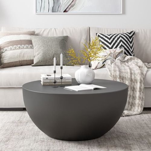 Minimalist Black Drum Coffee Table With Concrete Pertaining To Well Known Modern Round Coffee Tables (View 13 of 20)