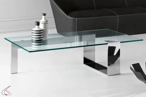 Modern And Elegant Glass Coffee Table With Metal Frame Plinsky (View 12 of 20)