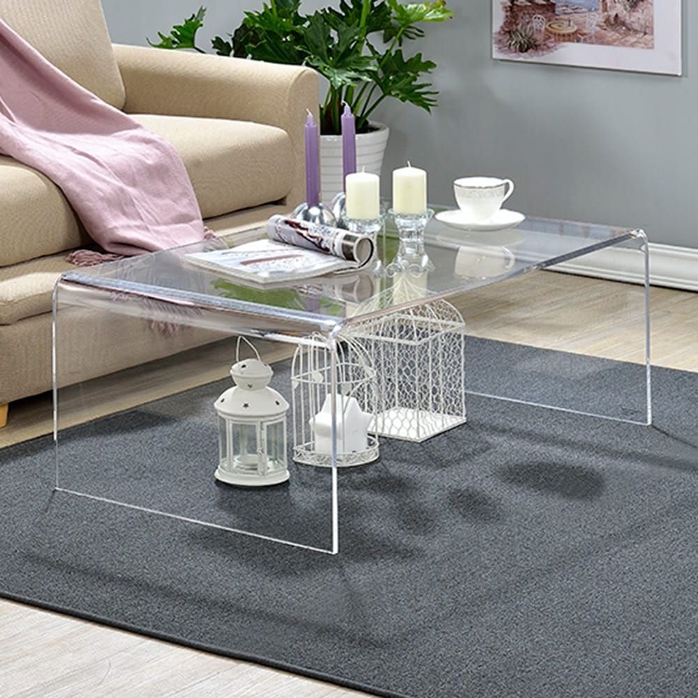 Modern Clear Acrylic Coffee Table – On Sale – Overstock – 8407290 Pertaining To Trendy Thick Acrylic Coffee Tables (View 12 of 20)