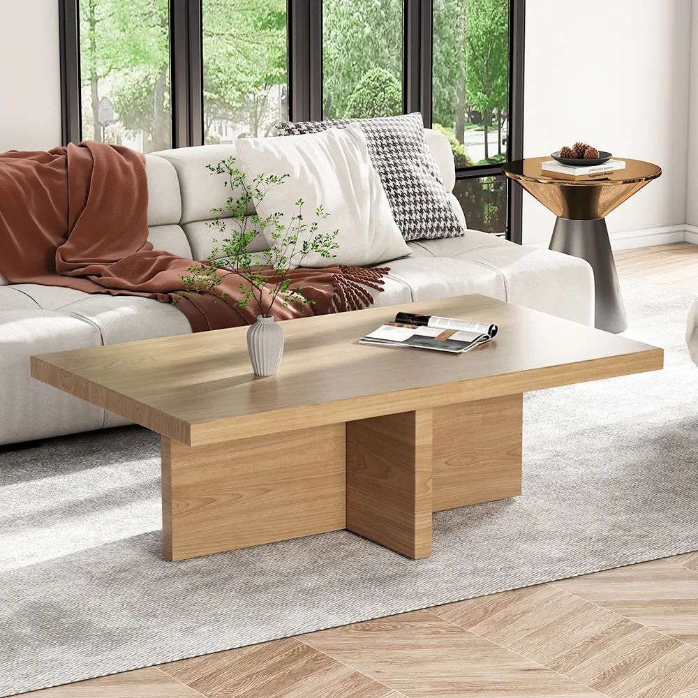 Modern Wood Coffee Table Rectangle Shaped In Natural Rustic Homary Intended For Well Known Rustic Natural Coffee Tables (View 1 of 20)
