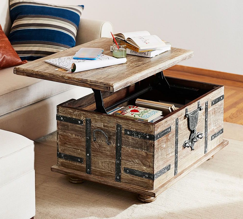 Most Current Lift Top Coffee Tables Regarding Kaplan Reclaimed Wood Lift Top Coffee Table (View 8 of 20)