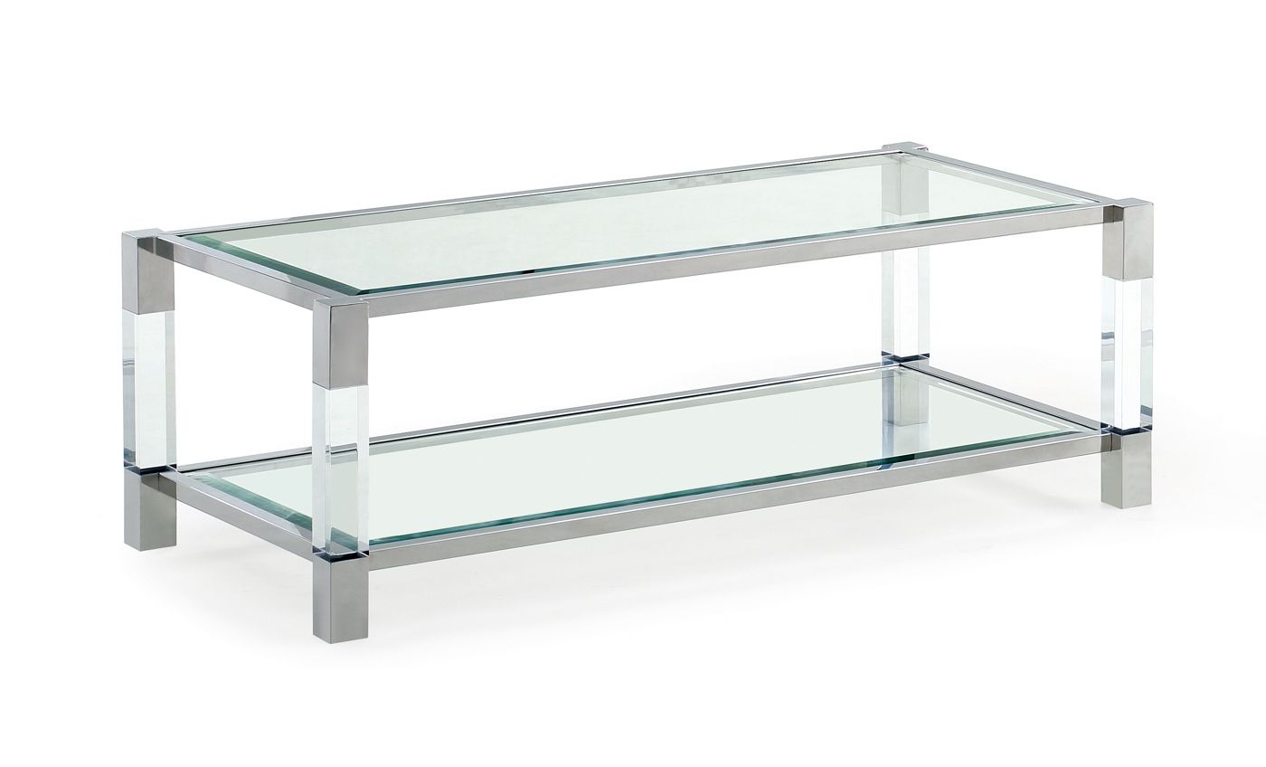Most Popular Stainless Steel And Acrylic Coffee Tables With Regard To Mayfair Collection – Coffee Table – Acrylic/polished Stainless Steel/clear  Glass – Valuemark Furniture (View 8 of 20)