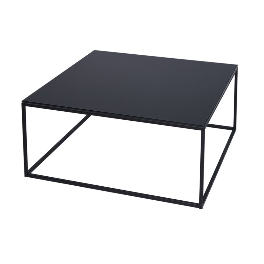 Most Recent Black Square Coffee Tables With Regard To Black Glass And Black Metal Contemporary Square Coffee Table (View 13 of 20)