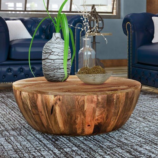 Most Recently Released Drum Shaped Coffee Tables With Regard To Cassius Solid Wood Drum Coffee Table (View 8 of 20)