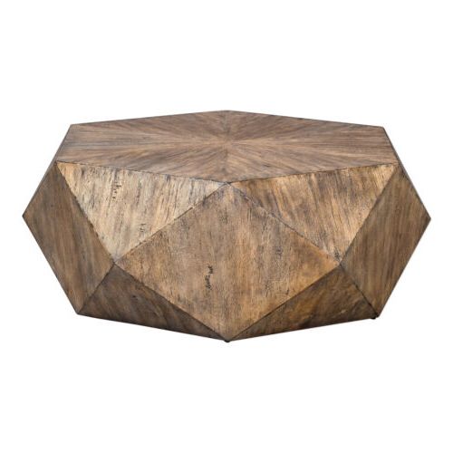 Newest Geometric Block Solid Coffee Tables Within Faceted Large Round Light Wood Coffee Table Modern Geometric Block Solid (View 3 of 20)