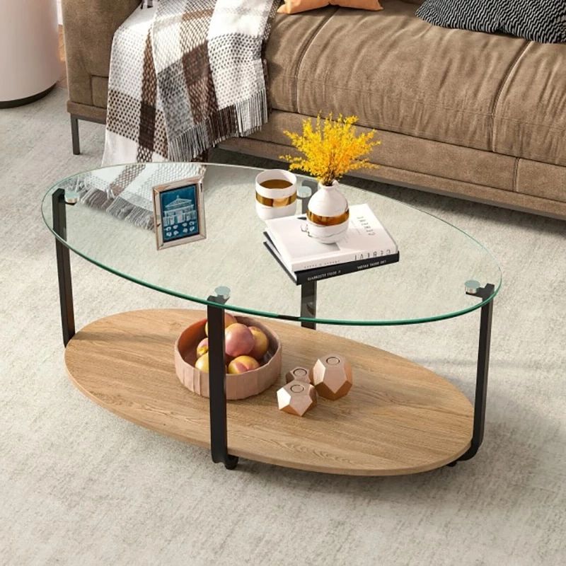 Newest Glass Open Shelf Coffee Tables Throughout Elegant 2 Tier Glass Top Modern Coffee Table Open Storage Shelf Smooth  Edges Heavy Duty Metal Frame Modern Coffee End Tables (View 11 of 20)