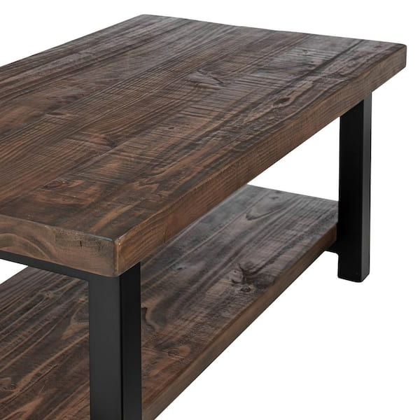 Newest Rustic Natural Coffee Tables Regarding Alaterre Furniture Pomona 42 In. Rustic Natural/black Large Rectangle Wood Coffee  Table With Shelf Amba1120 – The Home Depot (Gallery 20 of 20)