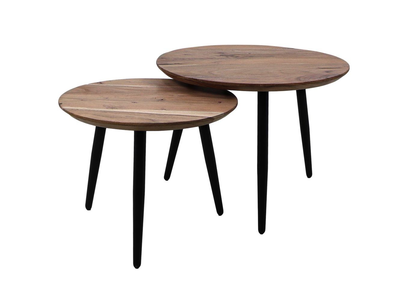 Popular Acacia Wood Coffee Tables Regarding Coffee Table – Ø60/Ø50 – Natural/black – Acacia Wood/iron – Set Of 2 –  Coffee & Side Tables – Henk Schram Meubelen (View 15 of 20)