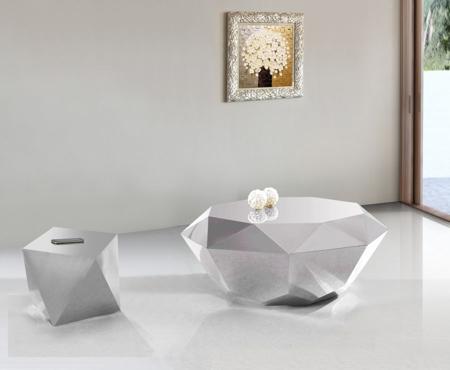 Popular Diamond Shape Coffee Tables Intended For Gemma Silver Diamond Coffee Table – Las Vegas Furniture Store (View 4 of 20)